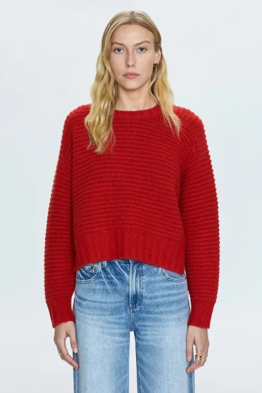 Adina Crewneck Sweater In Rouge