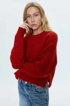 Adina Crewneck Sweater In Rouge
