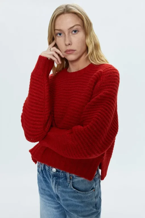 Adina Crewneck Sweater In Rouge