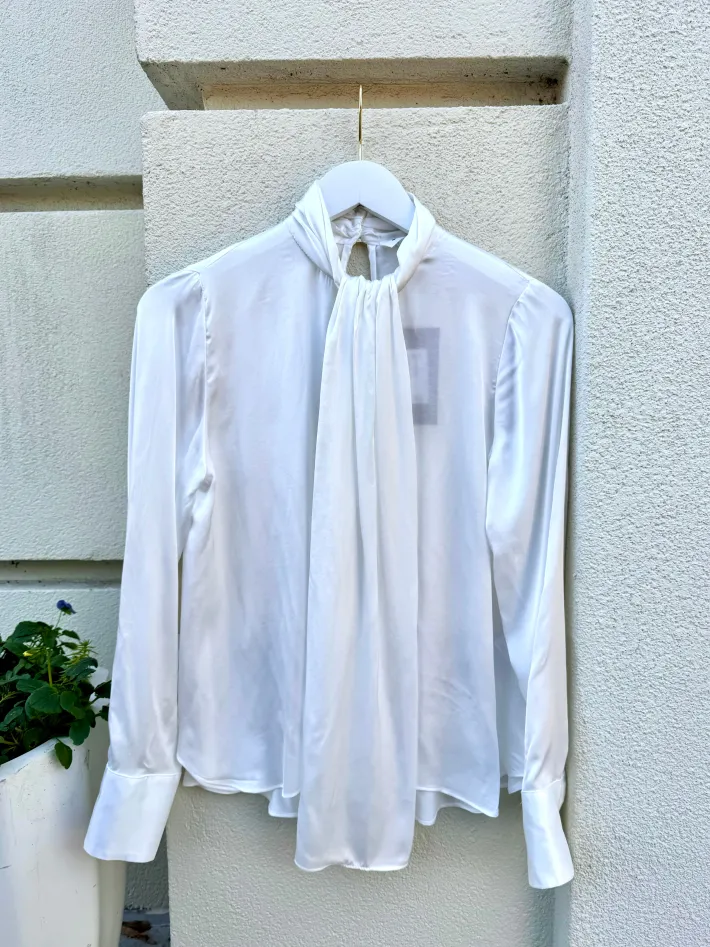 Alexandra Satin Shirt In White