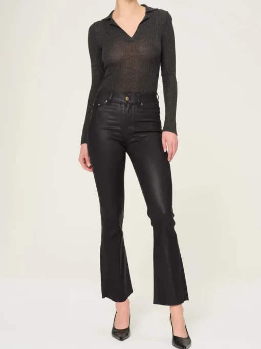 Bridget Cropped Coated Denim In Glazed Blueberry