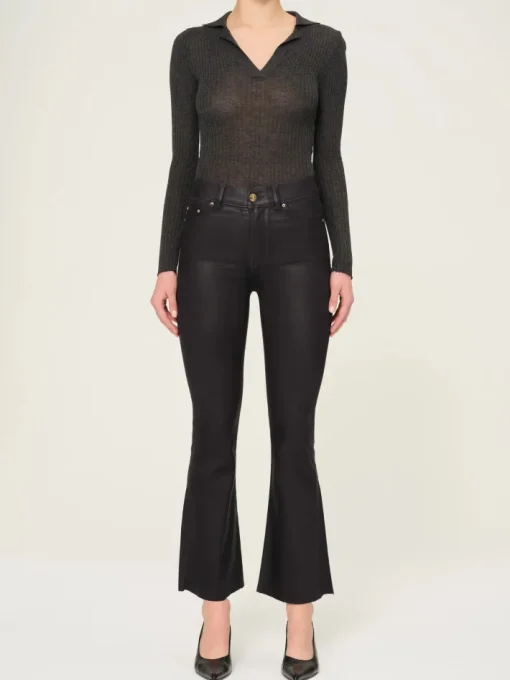 Bridget Cropped Coated Denim In Glazed Blueberry