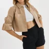 Carolina Ruffle Sleeve Jacket In Beige