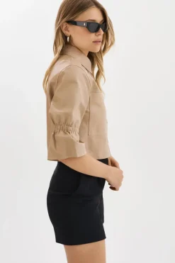 Carolina Ruffle Sleeve Jacket In Beige