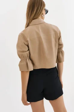Carolina Ruffle Sleeve Jacket In Beige