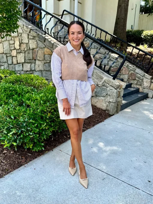 Clotho Chino Skirt In Stone