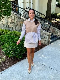 Clotho Chino Skirt In Stone
