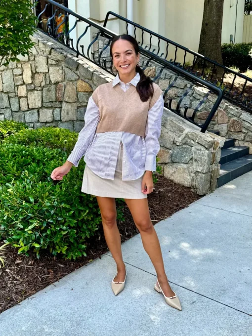 Clotho Chino Skirt In Stone