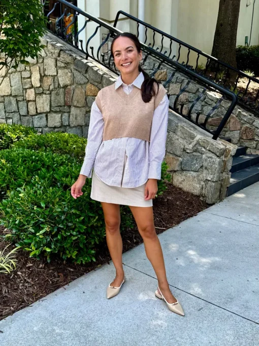 Clotho Chino Skirt In Stone