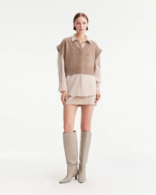 Clotho Chino Skirt In Stone
