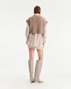 Clotho Chino Skirt In Stone