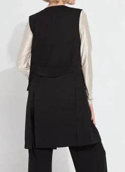 Denver Ponte Sleeveless Coat In Black