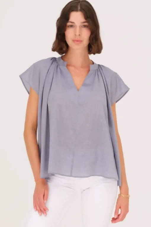 Finch Popover Top In Ice Blue *FINAL SALE*