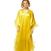Firenze Feathers Caftan In Yellow