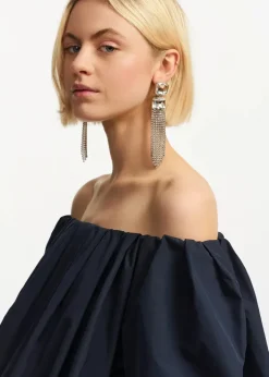 Frenchie Gathered Bodysuit In Navy