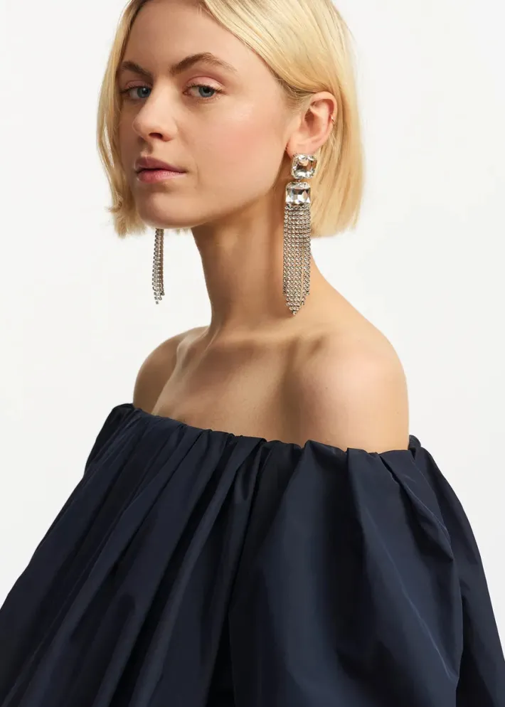 Frenchie Gathered Bodysuit In Navy