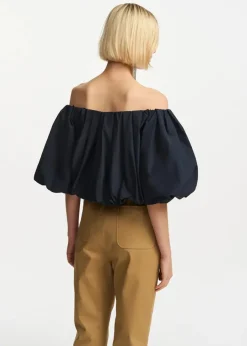 Frenchie Gathered Bodysuit In Navy