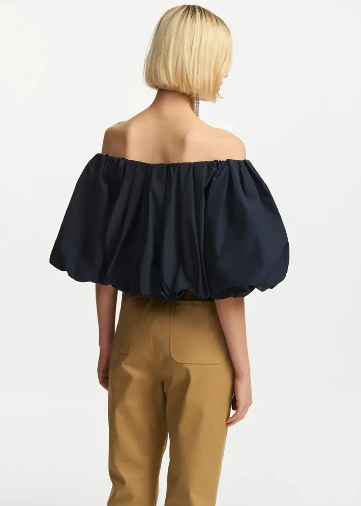 Frenchie Gathered Bodysuit In Navy