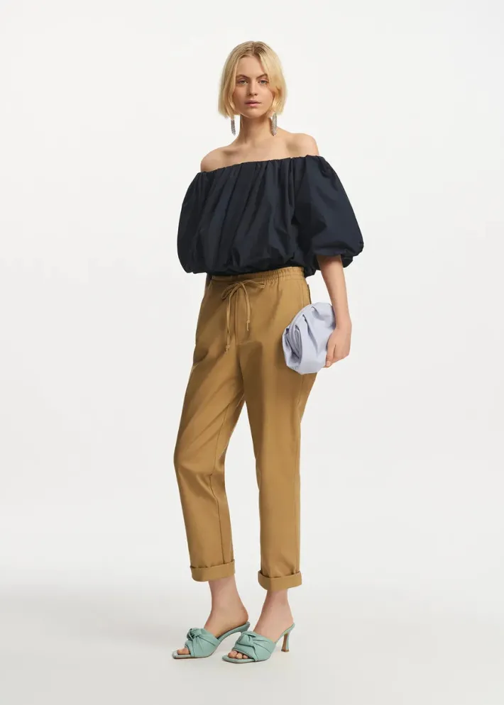 Frenchie Gathered Bodysuit In Navy