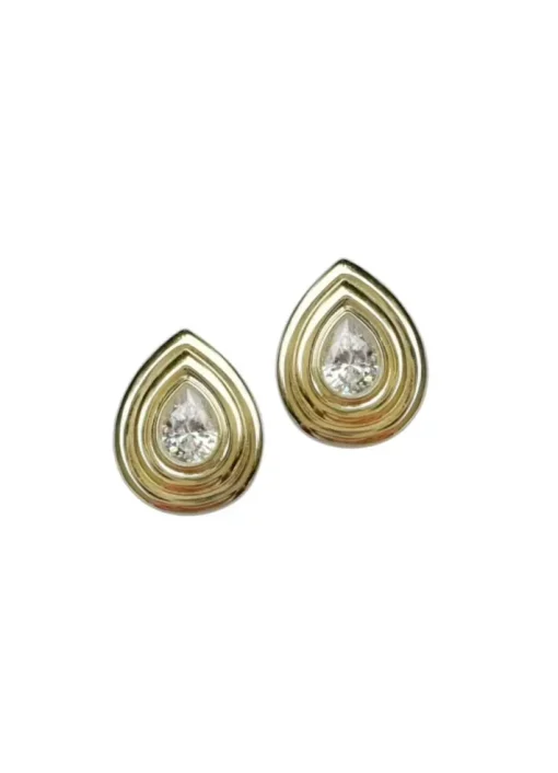Golden Raindrop Stud Earrings In Gold