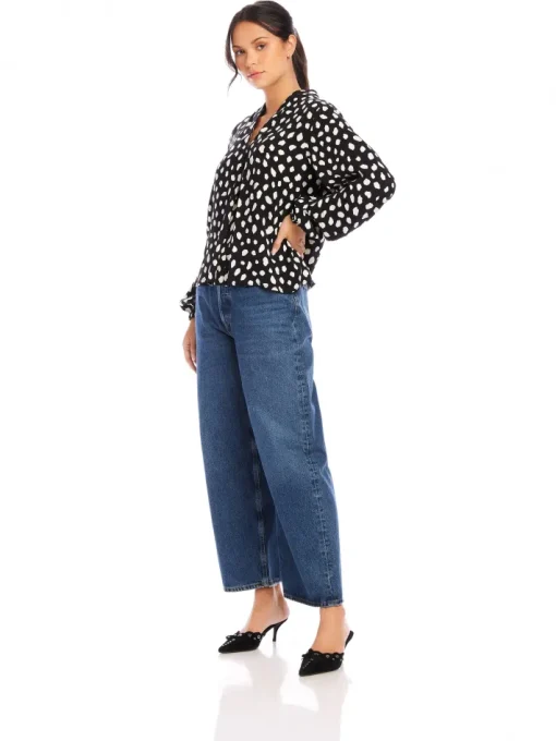 Kieran Blouson Sleeve Blouse In Dot Print