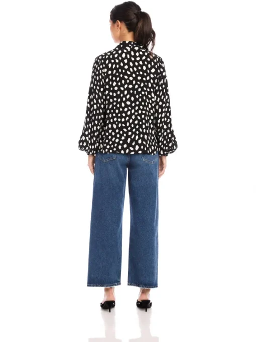 Kieran Blouson Sleeve Blouse In Dot Print