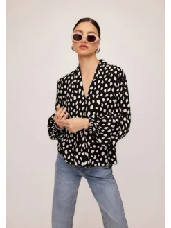 Kieran Blouson Sleeve Blouse In Dot Print