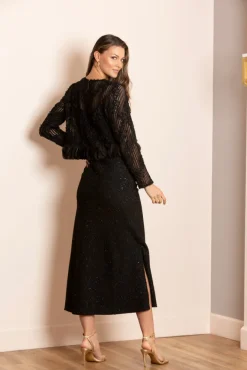Michelle Lurex Trumpet Skirt In Black