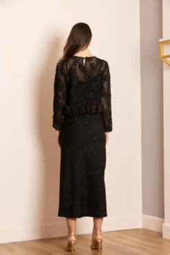 Michelle Lurex Trumpet Skirt In Black