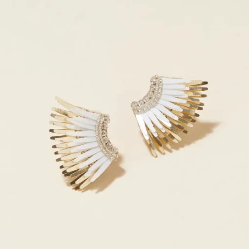 Mini Madeline Earrings In White/Gold