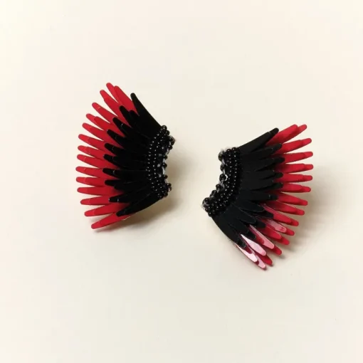 Mini Madeline Earrings In Black/Crimson