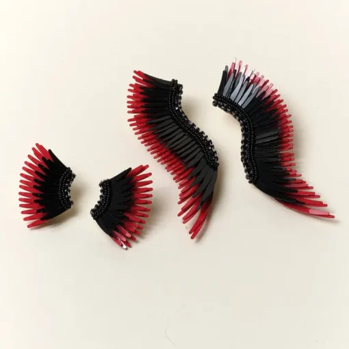 Mini Madeline Earrings In Black/Crimson