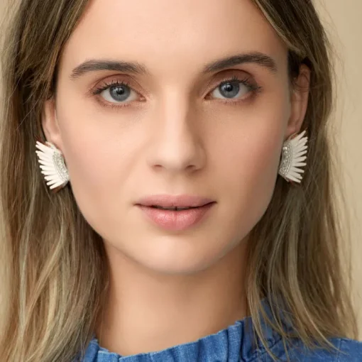 Mini Madeline Earrings In White/Gold