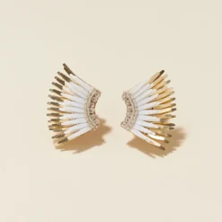 Mini Madeline Earrings In White/Gold