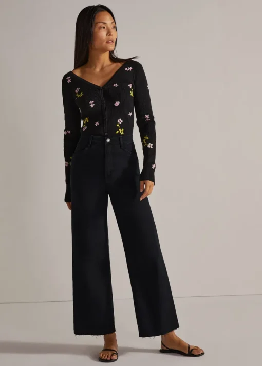 Mischa Super High Rise Wide Leg Ankle Jean In Black