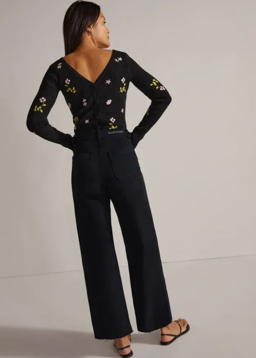 Mischa Super High Rise Wide Leg Ankle Jean In Black