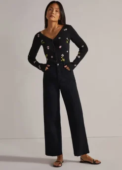 Mischa Super High Rise Wide Leg Ankle Jean In Black