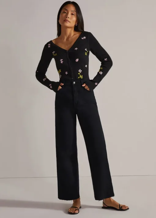 Mischa Super High Rise Wide Leg Ankle Jean In Black