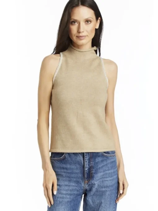 Nixie Sleeveless Sweater In Jute