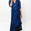 Pamona Dress In Cobalt Shibori Floral