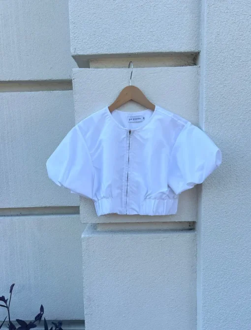 Puff Sleeve Jacket In White