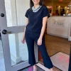 Pull On Crop Pant In Navy