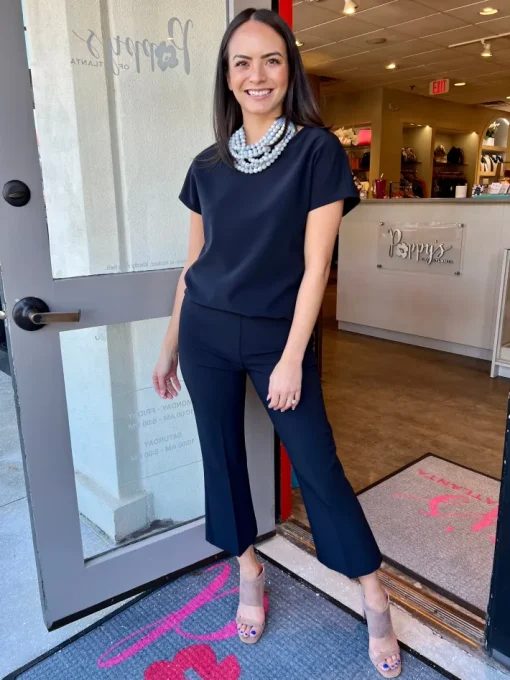 Pull On Crop Pant In Navy