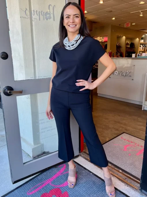 Pull On Crop Pant In Navy