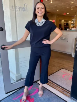 Pull On Crop Pant In Navy