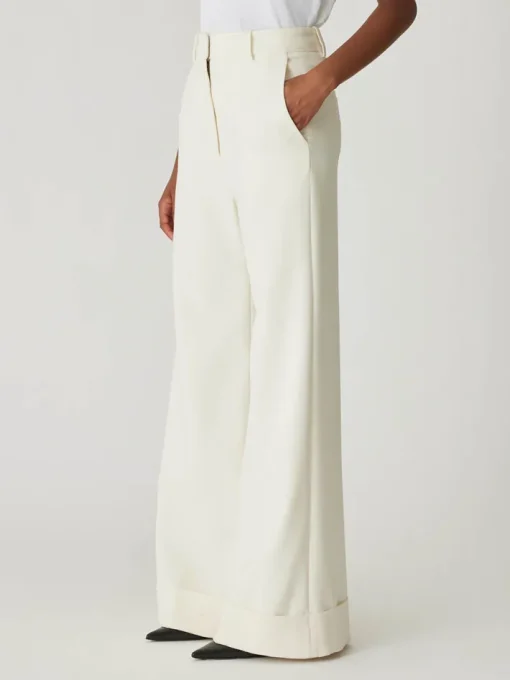 Refined Suiting Wide Leg Trouser In Cream