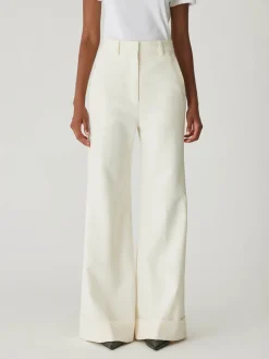 Refined Suiting Wide Leg Trouser In Cream