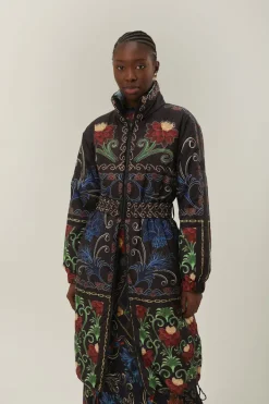 Reversible Flowing Beauty Puffer Jacket In Blue