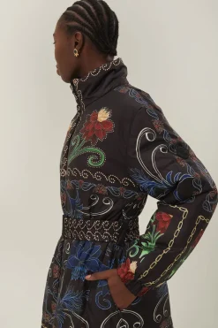 Reversible Flowing Beauty Puffer Jacket In Blue