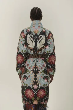 Reversible Flowing Beauty Puffer Jacket In Blue